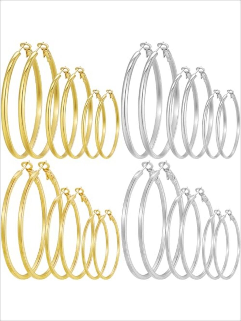 Gold Silver Plated Hoop Earrings Set Hypoallergenic Stainless Steel Hoops